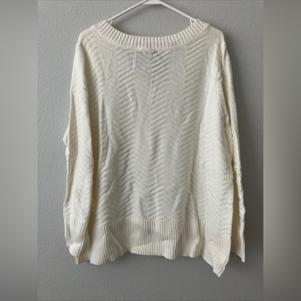 J Jason Wu Solid Chevron Sweater - Cream (1X) A452607 - Picture 4 of 4